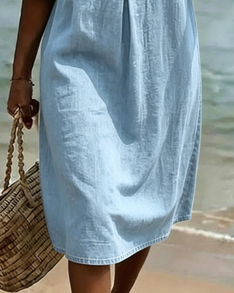 Lotus Leaf Dress with Jean Sleeves