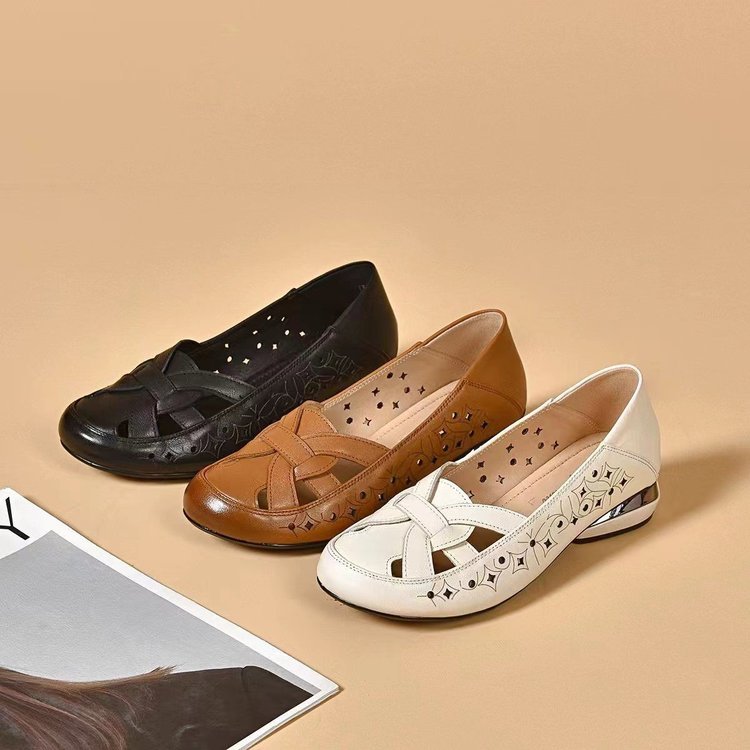 Slip-On Leather Shoes with Cutouts