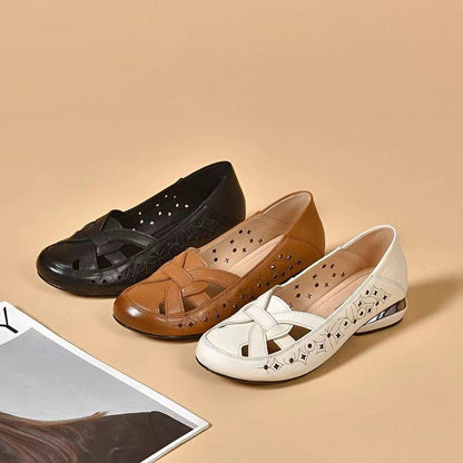 Slip-On Leather Shoes with Cutouts