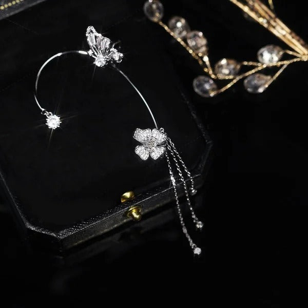 Ear Clips with Butterfly and Flower Design - No Piercing Required