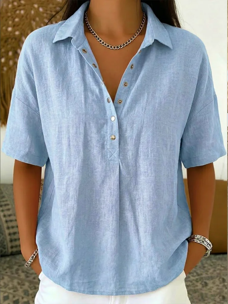Van Delft Mode® | Blouse with Collar and Button