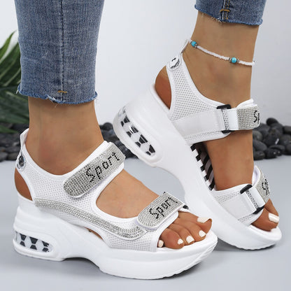 Trendy Women's Orthopedic Platform Sandals with Crystals