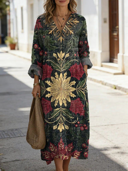 Vintage Boho Embroidered Maxi Dress