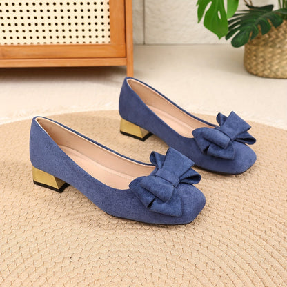 Women’s Fashionable Bow Heels with Elegant Thick Heel