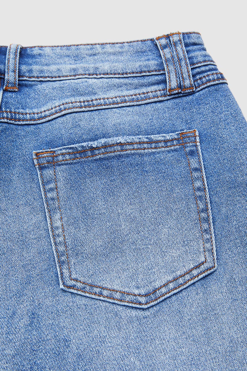 Wash Mid Waist Straight Leg Jeans
