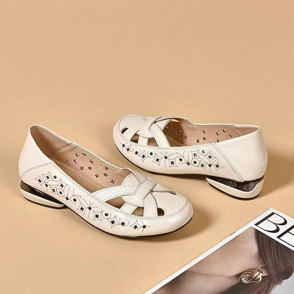 Slip-On Leather Shoes with Cutouts