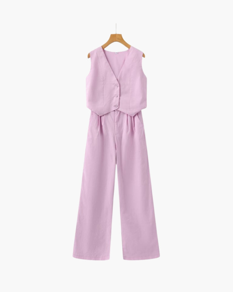 Classy Lady - Two-Piece Linen Set