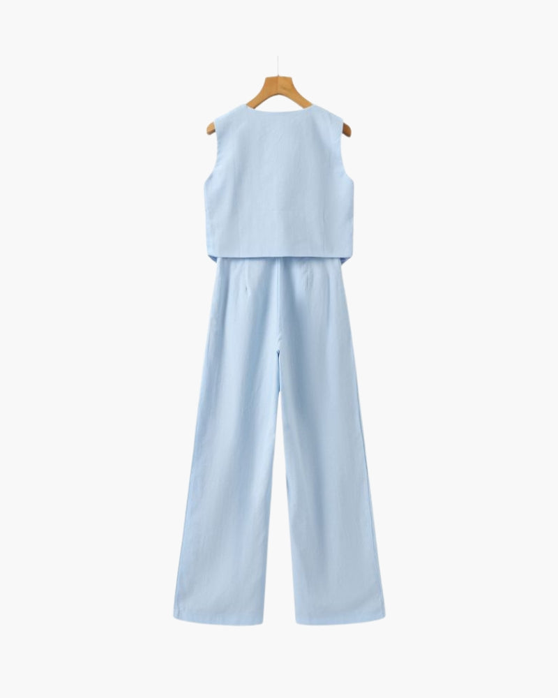 Classy Lady - Two-Piece Linen Set