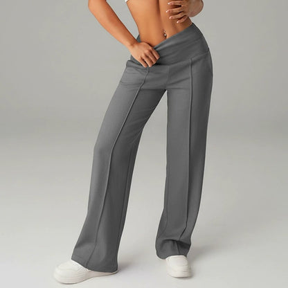 Women's Solid Color Pants with Straight Legs