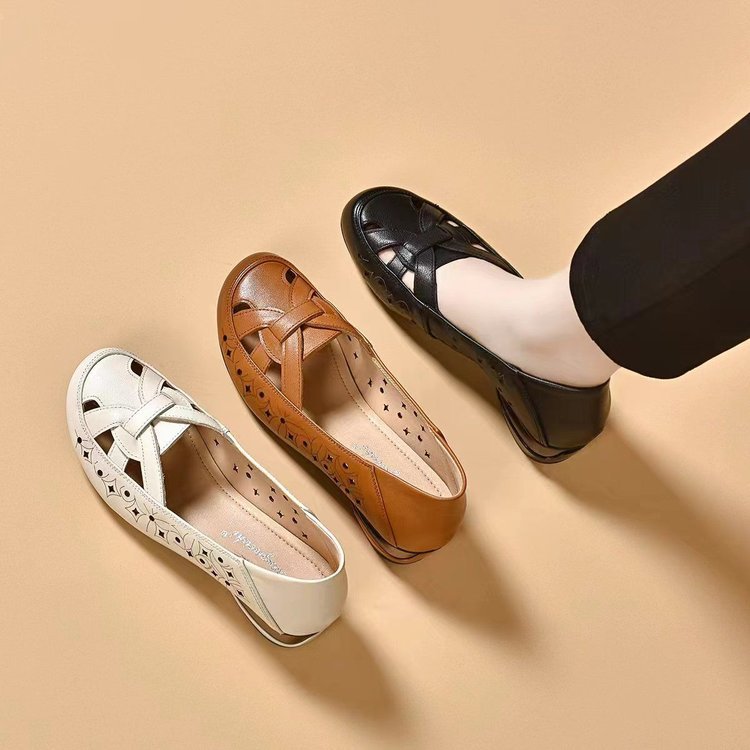Slip-On Leather Shoes with Cutouts