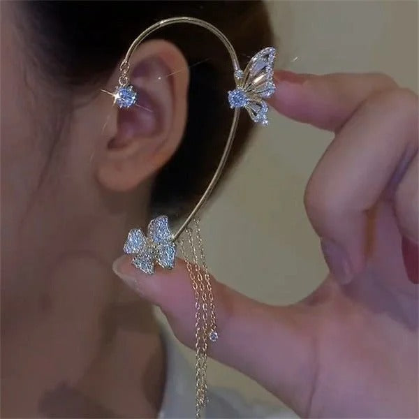 Ear Clips with Butterfly and Flower Design - No Piercing Required